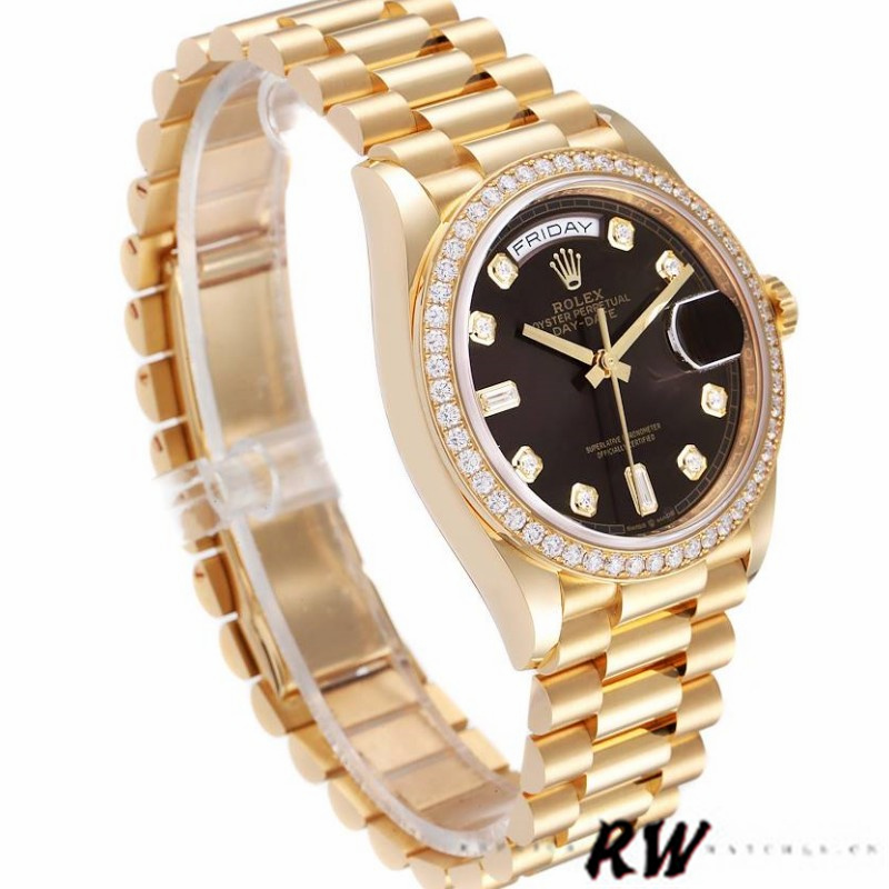 Rolex Day-Date 128348RBR Dark Grey Dial Yellow Gold 36MM Unisex Replica Watch - Image 2