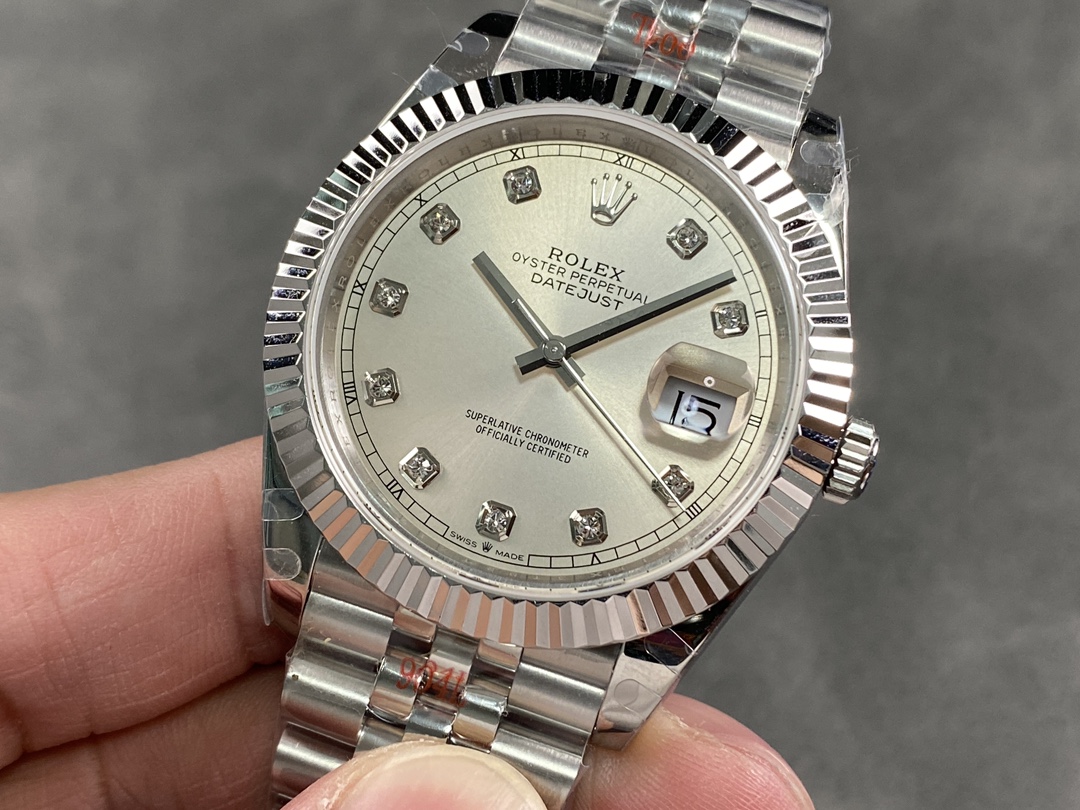 Rolex Datejust II 116334 Silver Diamond Dial 41mm Mens Replica Watch - Image 5
