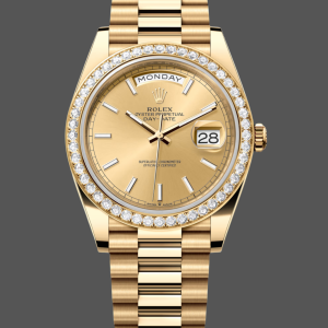 Rolex Day-Date 228348RBR Champagne Index Dial Diamond Bezel 40mm Mens Replica Watch