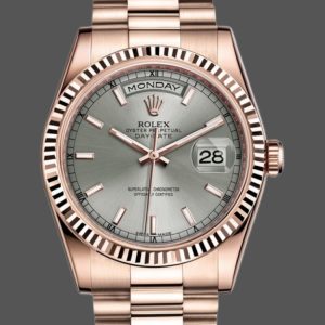 Rolex Day-Date 118235 Rhodium Grey Dial Rose Gold 36mm Unisex Replica Watch