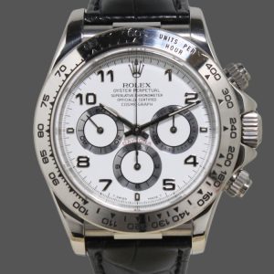 Rolex Daytona 16519 White Dial Black Leather strap 40mm Mens Replica Watch