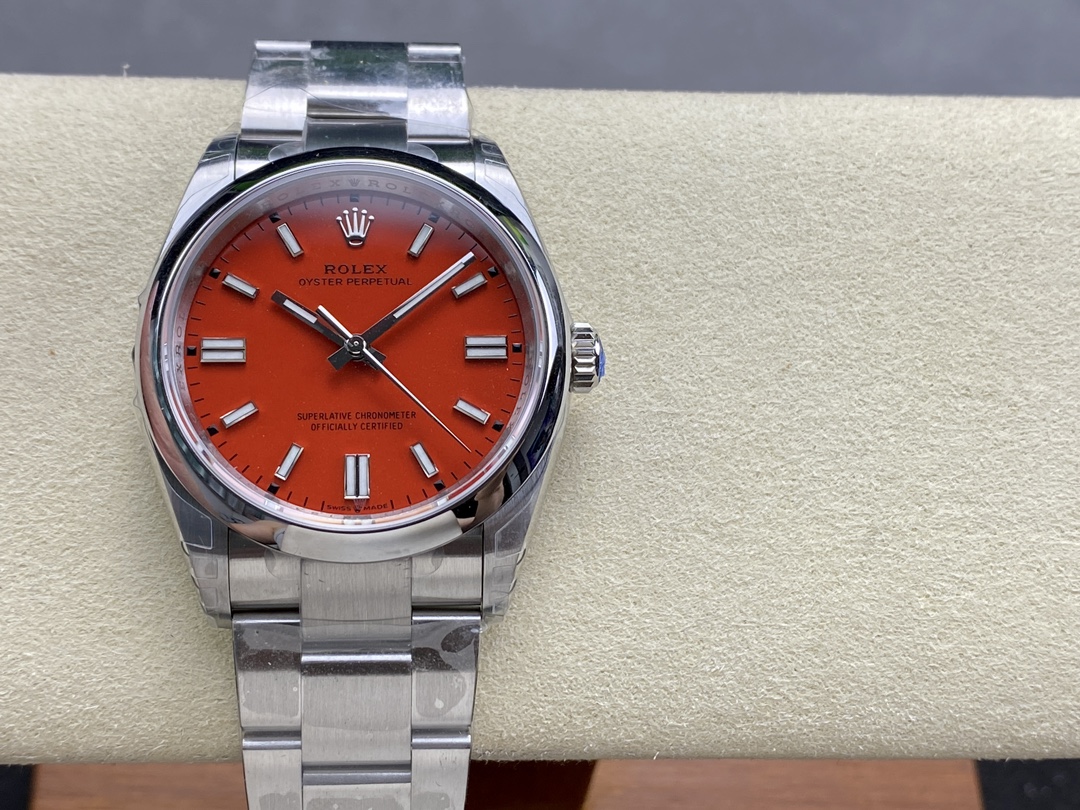 Rolex Oyster Perpetual Coral Red Dial Oyster Bracelet 126000 0007 - Image 3