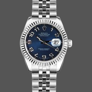 Rolex Datejust 179174 Concentric Circle Blue Dial Fluted Bezel 26MM Lady Replica Watch