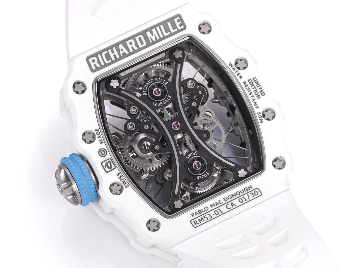 Richard Mille RM053-01 Pablo MacDonough Skeleton Dial White Rubber Strap - Image 9
