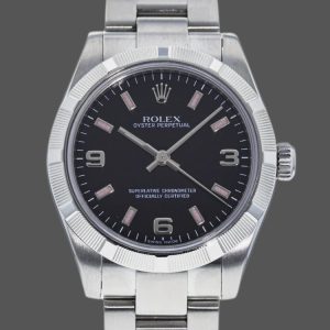Rolex Oyster Perpetual 177210 Black Dial Pink Baton 31mm Lady Replica Watch