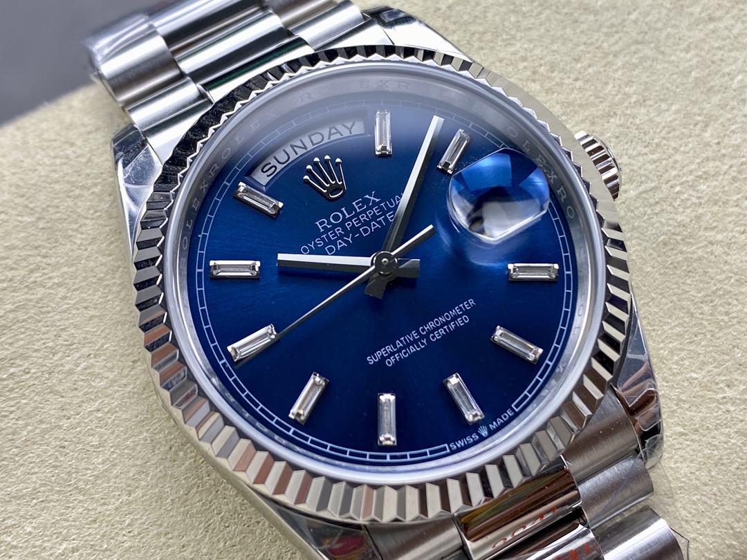 Rolex Day Date White Gold 36 Blue Diamond Dial m128239 0069 - Image 4