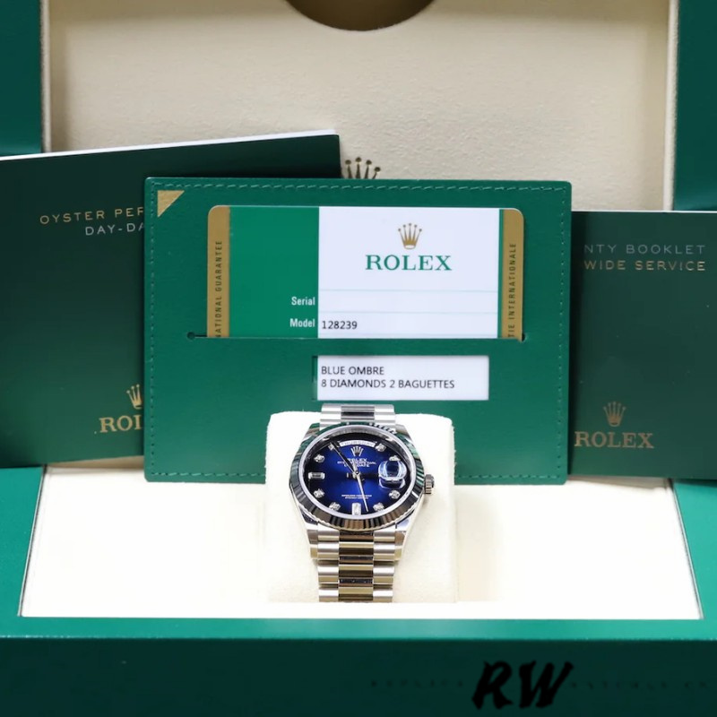 Rolex Day-Date 128239 Blue Ombre Diamond Dial 36MM Unisex Replica Watch - Image 16