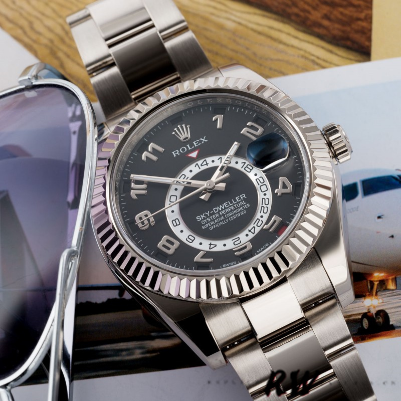 Rolex Sky-Dweller 326939 Fluted Bezel Black Dial 42MM Mens Replica Watch - Image 3