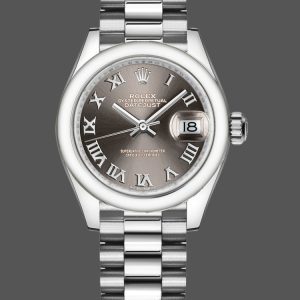 Rolex Datejust 279166 Dark Grey Roman Numeral Dial Domed Bezel 28mm Lady Replica Watch