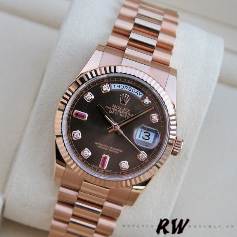 Rolex Day-Date 118235 Rose Gold Chocolate Brown Dial 36mm Unisex Replica Watch - Image 12