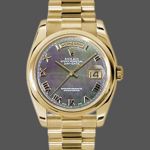 Rolex Day-Date 118238 Dark Mother Of Pearl Dial Yellow Gold 36mm Unisex Replica Watch