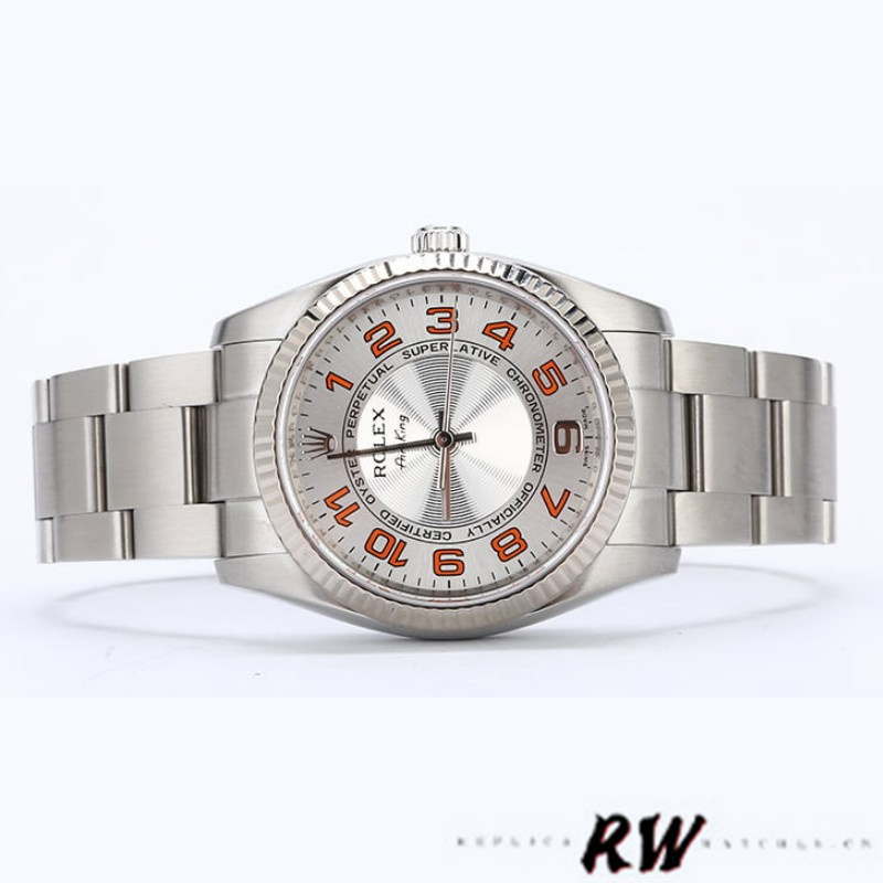 Rolex Oyster Perpetual Air-King 114234 Silver Orange Arabic Dial 34mm Unisex Replica Watch - Image 3