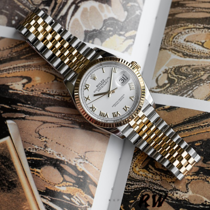 Rolex Datejust 126233 White Roman Dial Fluted Bezel 36MM Unisex Replica Watch - Image 12