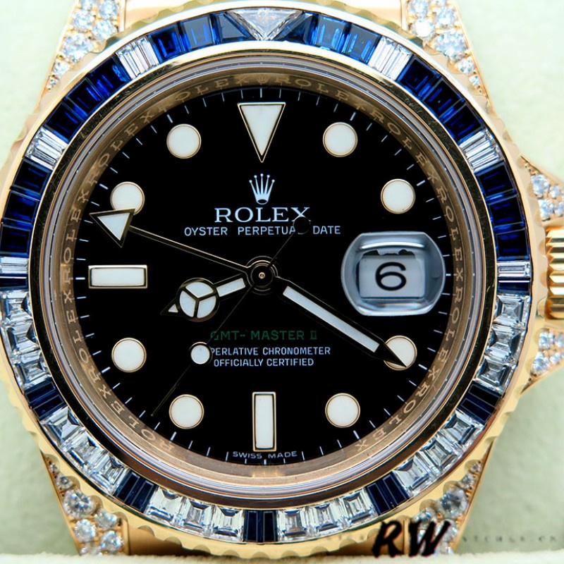 Rolex GMT-Master II 116758 Diamond Black Dial 40mm Mens Replica Watch - Image 3