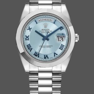Rolex Day-Date 218206 Concentric Circle Ice Blue Dial Platinum 41MM Mens Replica Watch