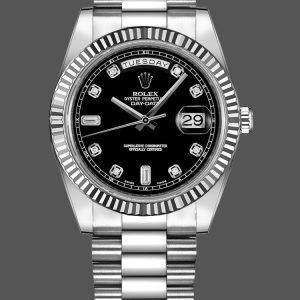 Rolex Day-Date 218239 Diamond Black Dial White Gold 41MM Mens Replica Watch