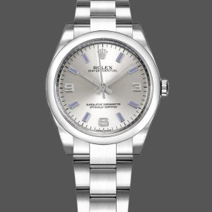Rolex Oyster Perpetual 177200 Silver Dial Blue Markers 31mm Lady Replica Watch