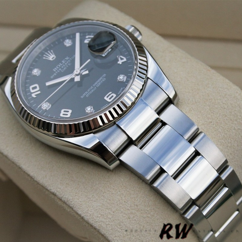 Rolex Oyster Perpetual Date 115234 Black Diamond Dial 34mm Unisex Replica Watch - Image 4