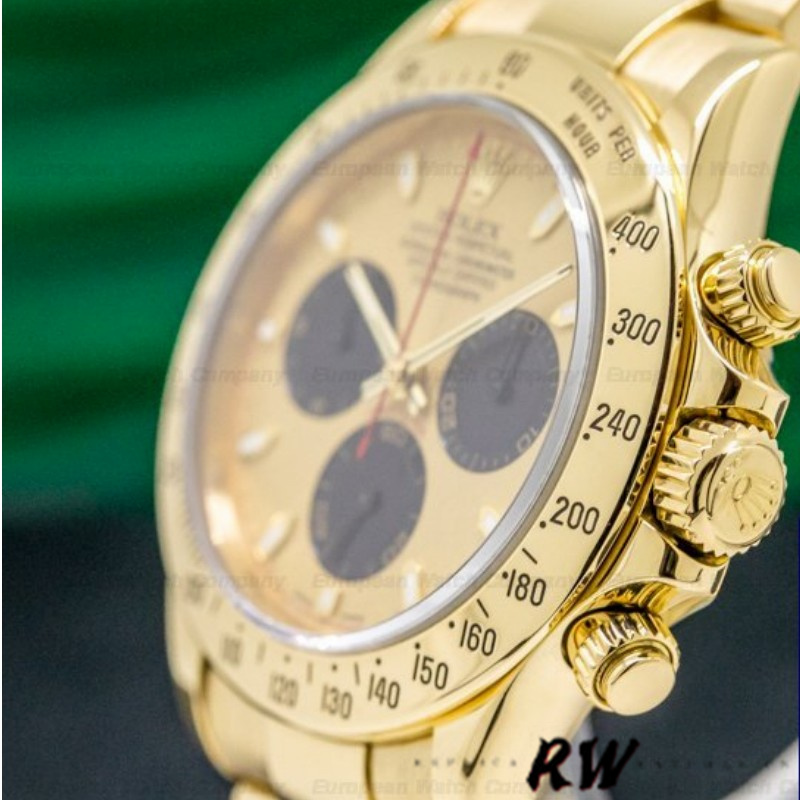 Rolex Daytona 116528 Yellow Gold Champagne Dial 40mm Mens Replica Watch - Image 3