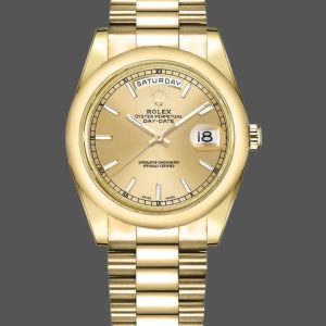 Rolex Day-Date 118208 Yellow Gold Champagne Dial 36mm Unisex Replica Watch