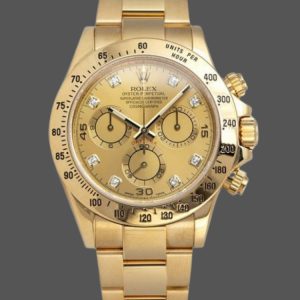 Rolex Daytona 116528 Yellow Gold Champagne Diamond Dial 40mm Mens Replica Watch