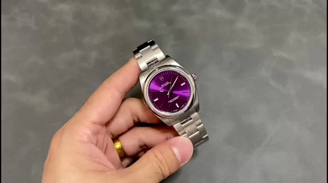 Rolex Oyster Perpetual Air-King 114200 Grape Red Index Dial 34mm Unisex Replica watch - Image 2