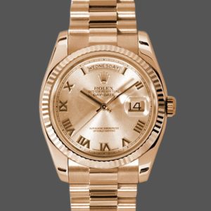 Rolex Day-Date 118235 Rose Champagne Roman Dial 36mm Unisex Replica Watch