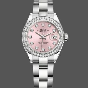 Rolex Datejust Pink Diamond Dial Oyster Bracelet 279384RBR PDO 28mm Lady Replica Watch