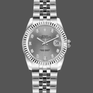 Rolex Datejust 179174 Rhodium Grey Diamond Dial Fluted Bezel 26MM Lady Replica Watch