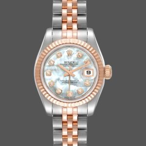 Rolex Datejust 179171 White MOP Diamond Dial Fluted Bezel 26MM Lady Replica Watch