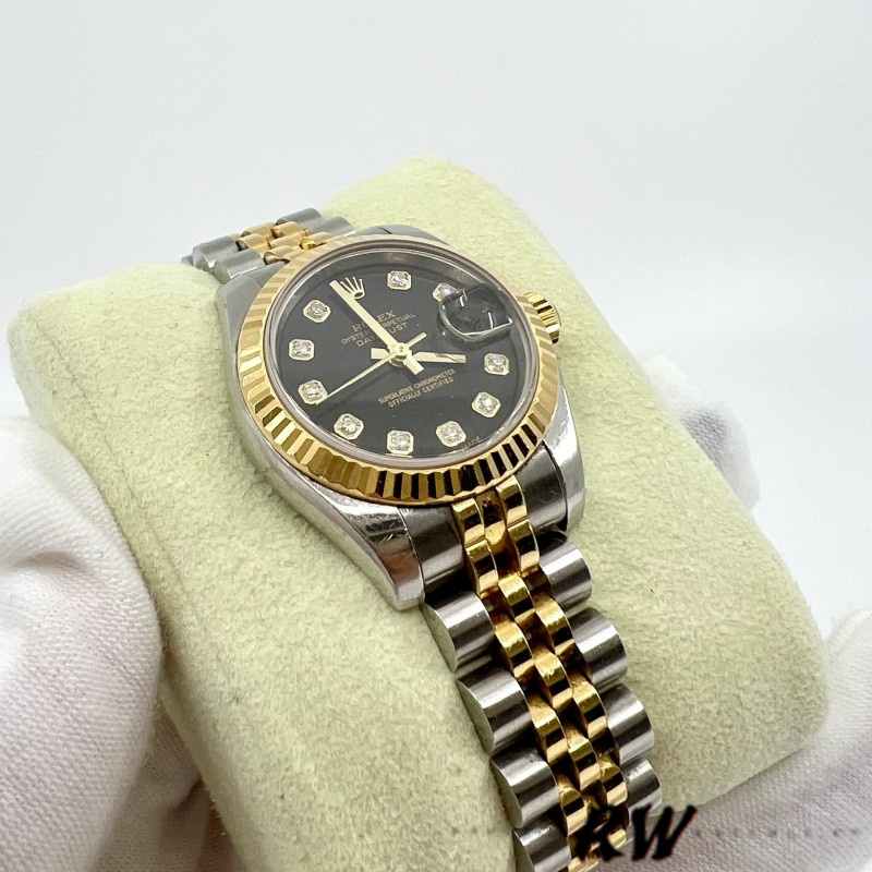 Rolex Datejust 179173 Black Diamond Dial Fluted Bezel 26MM Lady Replica Watch - Image 3