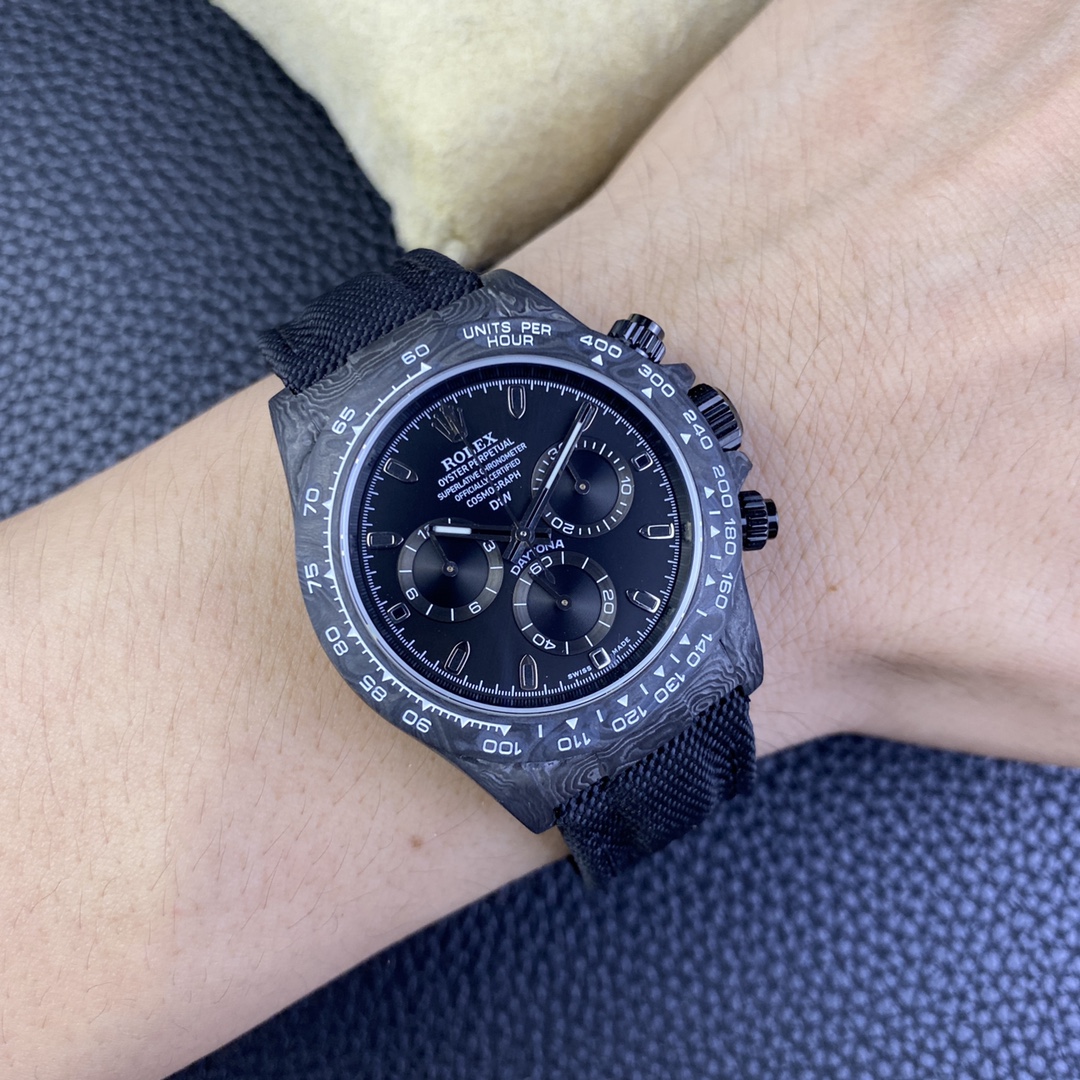 Rolex Daytona DIW Black Carbon Case Black Dial Nylon Strap 40mm Limited Edition - Image 12