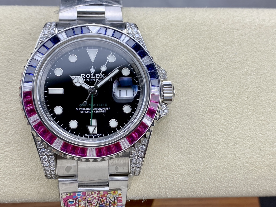 Rolex GMT Master II 126710BLRO Black Dial Diamond Case 40MM Men's Watch - Image 3