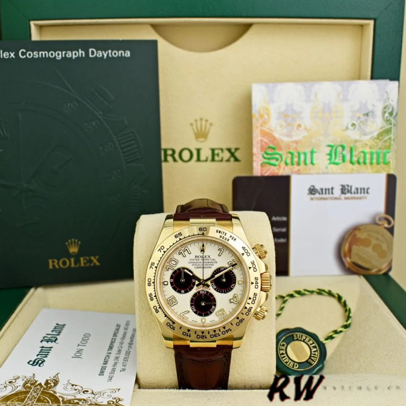 Rolex Daytona 116518 Ivory Dial Brown Leather Strap 40mm Mens Replica Watch - Image 6