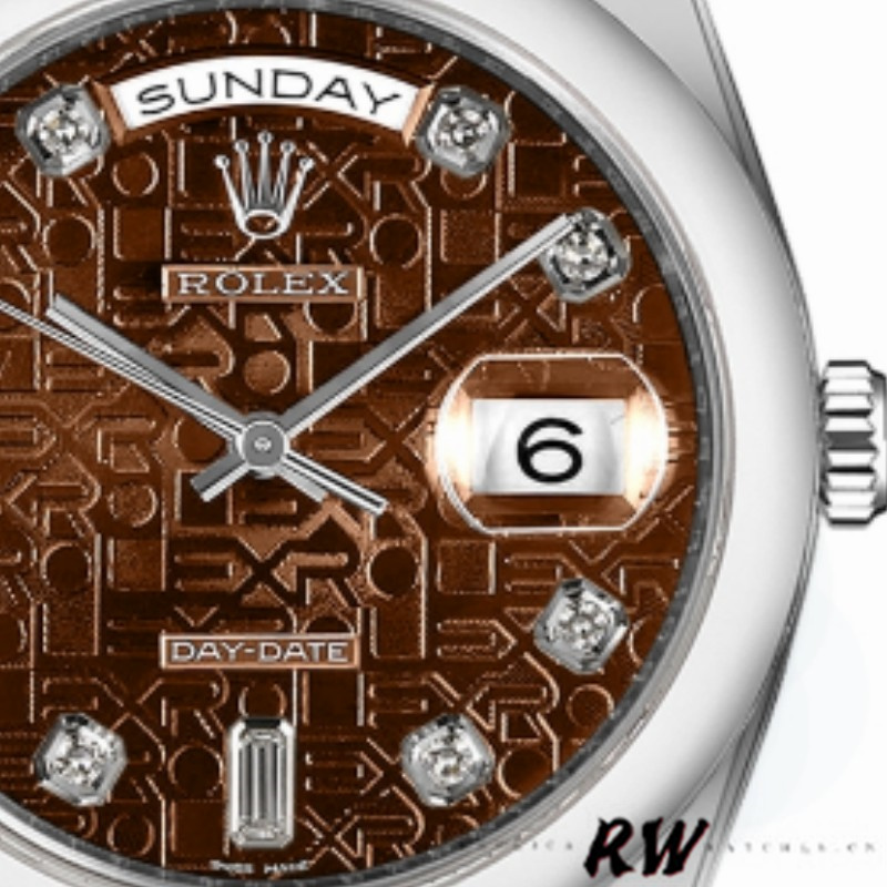 Rolex Day-Date 118209 Jubilee Chocolate Brown Diamonds Dial 36mm Unisex Replica Watch - Image 3