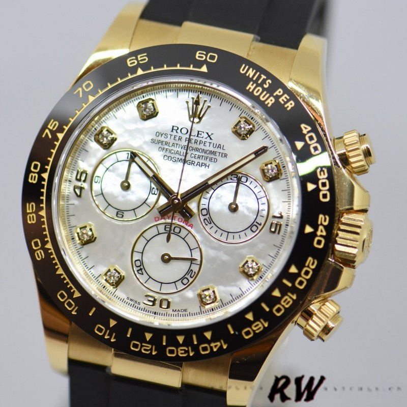 Rolex Daytona 116518LN Rubber Strap MOP Diamond Dial 40mm Mens Replica Watch - Image 11