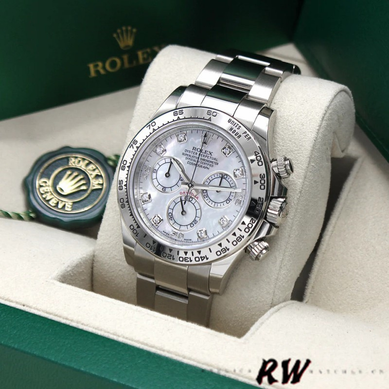 Rolex Cosmograph Daytona 116509 White Mother of Pearl Dial 40MM Mens Replica Watch - Image 2