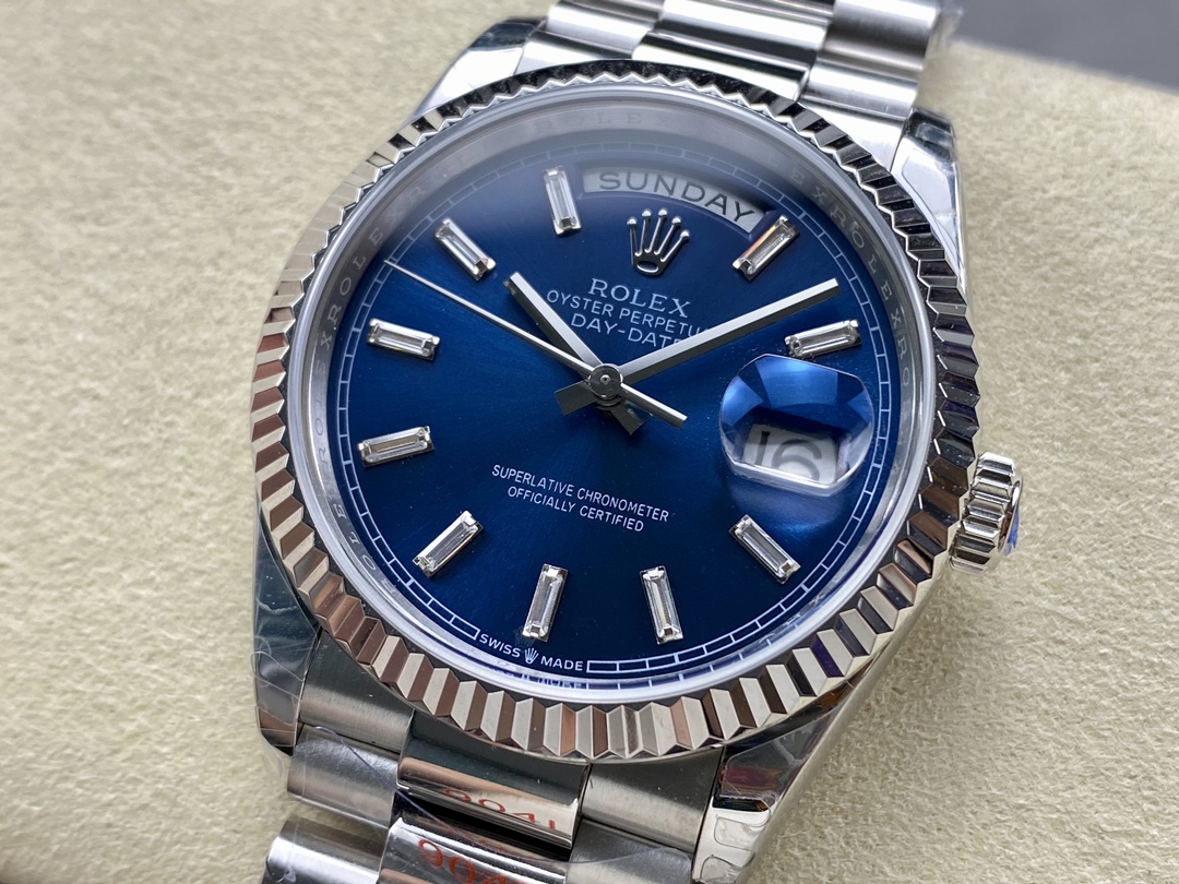 Rolex Day Date White Gold 36 Blue Diamond Dial m128239 0069 - Image 5