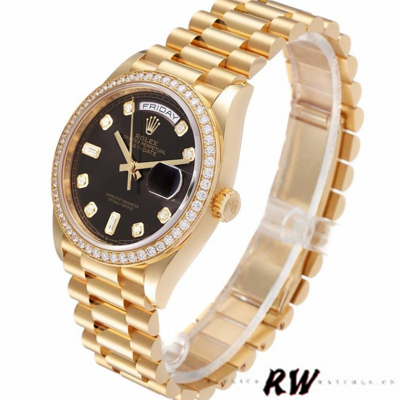 Rolex Day-Date 128348RBR Dark Grey Dial Yellow Gold 36MM Unisex Replica Watch - Image 3