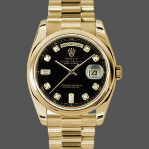 Rolex Day-Date 118208 Black Diamond Dial 36mm Unisex Replica Watch