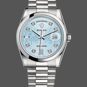 Rolex Day-Date 118206 Ice Blue Diamonds Dial 36mm Unisex Replica Watch