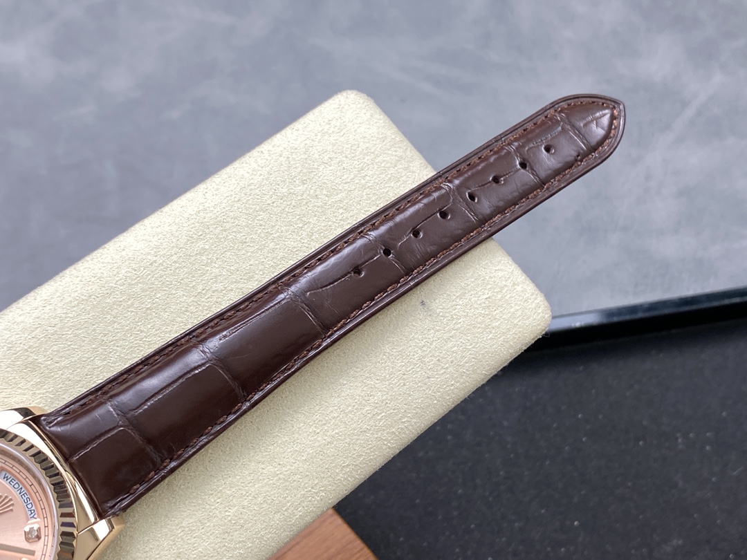 Rolex Day Date 36 Yellow Gold Case 118135 0101 Brown Leather Watch - Image 10