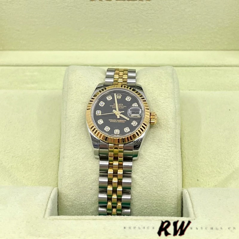 Rolex Datejust 179173 Black Diamond Dial Fluted Bezel 26MM Lady Replica Watch - Image 6