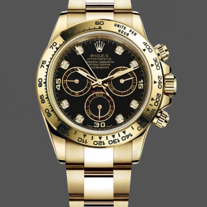 Rolex Daytona 116508 Yellow Gold Black Diamond Dial 40MM Mens Replica Watch