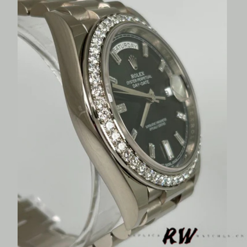 Rolex Day-Date 228349RBR Black Dial Diamond Bezel 40mm Mens Replica Watch - Image 3