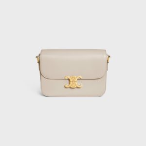 CLASSIQUE TRIOMPHE BAG IN SHINY CALFSKIN LIGHT STONE