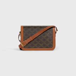 CLASSIQUE TRIOMPHE BAG IN TRIOMPHE CANVAS AND CALFSKIN TAN