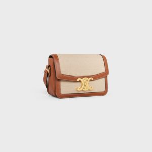 TEEN TRIOMPHE BAG IN TEXTILE AND CALFSKIN NATURAL / TAN