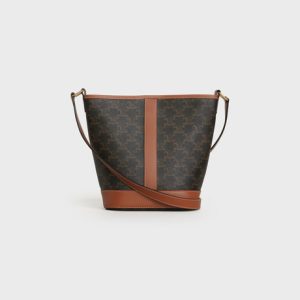 SMALL BUCKET IN TRIOMPHE CANVAS AND CALFSKIN TAN