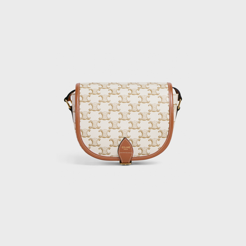 MEDIUM FOLCO BAG IN TRIOMPHE CANVAS AND CALFSKIN WHITE - Image 4